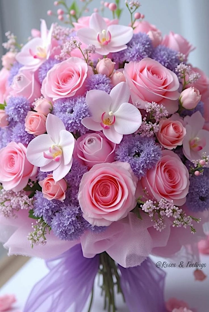 Bouquet orchidées et roses